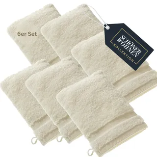 SCHÖNER WOHNEN 6er Set Premium Frottee Waschhandschuh Baby 16x21 - saugstark 500g/m2 - Luxus Waschlappen Weiß - 100% Baumwolle - flauschig für Kinder Körper - Handtuch-Set kombinierbar - Öko-Tex