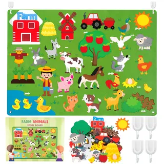 WATINC Montessori Spielzeug Lernspielzeug Kinderspielzeug Filz Farm Story Board Set Vorschule Nutztiere Storytelling Vieh Früherziehung Spielset Pädagogisches Geburtstagsgeschenk für Kleinkinder
