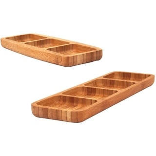 Generisch Doppel-Pack Eco-freundliche Holzteller Bambus-Snack-Schalen 2 teilig Set