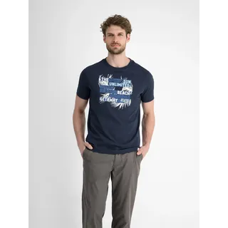 LERROS T-Shirt »LERROS Herren T-Shirt mit sommerlichem Brustprint«, blau