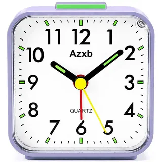 Azxb Wecker, Reisewecker Batteriebetrieben | Geräuschlos ohne Tickgeräusch mit Nachtlicht, Schlummerfunktion & lautem Weckton | Leuchtziffern, kompakter Tischwecker für Schlafzimmer, ideal für Tiefsch