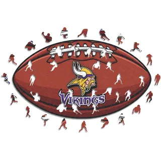 Iconic Puzzles, Minnesota Vikings Crest, 100% ökologisch nachhaltiges Holzpuzzle mit offizieller Lizenz, Größe S, 150 Teile