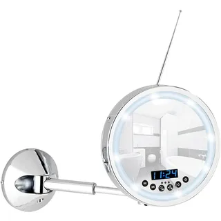 Wenko LED Wandspiegel 3 Fach Vergrößerung mit Multimedia-Center Kosmetikspiegel