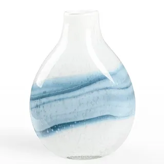 Andrea Glasvase von Torre & Tagus | Weiße Vasen zur Dekoration | farbige Glasvase für Wohnzimmer, Heimbüro | Ozean-Dekor-Blumenvase | Küstendekor-Vase für Eingangstisch | 27,9 cm hoch, Weiß