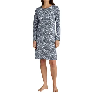 CALIDA Favourites Langarm-Nachthemd Damen, aus Baumwolle, pflegeleicht, dekorativer Schlitz am Saum, Länge 100cm