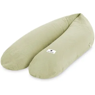 Julius Zöllner Musselin Stillkissen ca. 190 cm | Füllung 42 Liter EPS-Mikroperlen | Made in Germany | Bezug aus 100% Baumwollmusselin | Oeko-TEX® Standard 100 | Lime