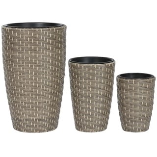 Home ESPRIT Blumentopf-Set aus Polypropylen, Rattan, 37 x 37 x 60 cm