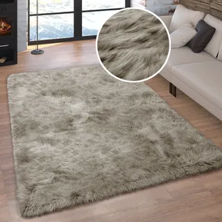 Hochflor-Teppich OTTO HOME "Valeria, Fellteppich, kuschelig, flauschig" Gr. 3, grau (taupe), B:120cm H:60mm L:180cm, Kunstfaser, Teppiche, Hochflor-Teppich, Kunstfell, weiche Teppiche, Wohnzimmer, Schlafzimmer, Esszimmer