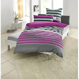 H.I.S. H.I.S Bettwäsche »Majoran« 2 Stk. tlg. gestreifte Bettwäsche in verschiedenen Qualitäten, lila