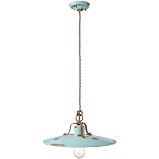 Vintage Land Eisen und Keramik Kronleuchter Licht blau 1 Licht E27 - Hellblau