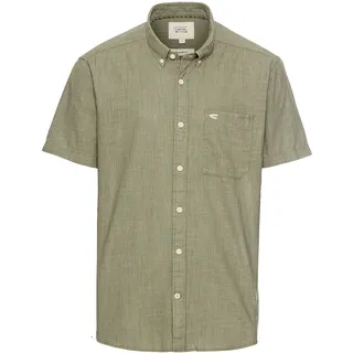 camel active Kurzarmhemd mit Button-Down-Kragen und Brusttasche, grün