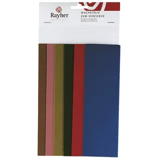 RAYHER HOBBY Rayher 3102300 Verzierwachs, Country-Töne, Set 6 Verzierwachsplatten, Farben sortiert, je 20 x 6,5 cm, Wachs zum Kerzen verzieren, Kerzenwachs, Wachsfolie