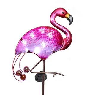 TERESA'S COLLECTIONS Gartenstecker Solar für Gartendeko draußen,Flamingo Solar Gartenleuchte im Freien,108cm, Metall Glas wasserdichte Solarlampen Wegeleuchte, Muttertagsgeschenk Vatertagsgeschenk