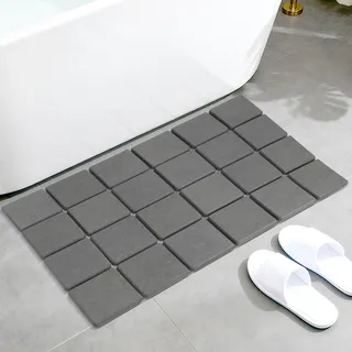 STFALI Stone Bath Mat 39 * 60cm, Badematte Stein, Bathroom Mat, Schnell Trocknend, Kann So In Der Küche Verwendet Werden Kann Halle, Zusammenklappbar für die Lagerung (Graues Quadrat)