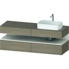 Duravit Qatego Konsolenwaschtischunterbau, 2 Auszüge, 2 Schubkästen, Ausschnitt rechts, 1600x550x600mm, Nische Weiß Supermatt, QA4778084, Farbe: Eiche Terra