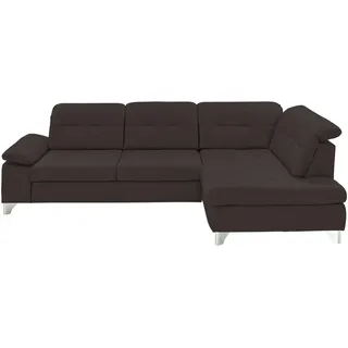 Beldomo Speed Ecksofa , Dunkelbraun , Leder , Echtleder , Rindleder , Ottomane rechts, nicht einzeln stellbar, L-Form , 309x211 cm , Goldenes M , Typenauswahl, Bettkasten erhältlich, Fußauswahl, Lederauswahl, Stoffauswahl, Sitzqualitäten, seitenverkehrt erhältlich, Bettfunktion erhältlich, Hocker erhältlich, Rückenfutter , Wohnzimmer, Sofas & Couches, Wohnlandschaften, Ecksofas