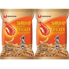 Nong Shim Shrimp Cracker – Knusprige Krabbencracker - koreanische Knabberei für jeden Tag – 1 x 75g (Packung mit 2)