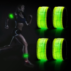 DazSpirit 4 Stück LED Armband, Batterieleistung LED leucht Armbänder Lichtband, Band leuchtarmband Kinder Nacht Sicherheits Licht für Joggen Laufen Hundewandern Running Outdoor Sports (Grün)