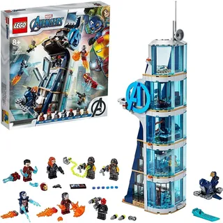LEGO 76166 Marvel Avengers – Kräftemessen am Turm, Bauset mit Iron Man, Black Widow & Red Skull