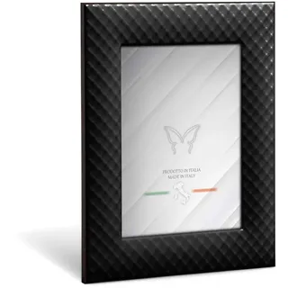 Mareli Bilderrahmen für den Tisch, Emailliertes Metall mit Geflecht Typ Netz, Schwarz, Adatta a Foto13x18