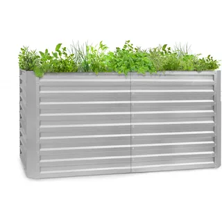 Blumfeldt Hochbeet aus Metall, Wetterfestes Stahl-Hochbeet für Balkon & Garten, Rostfreies Hochbeet Verzinkt, Freistehende Hochbeete 200x90x100 cm, 1800L Pflanzkübel Groß für Blumen, Obst, Gemüse - Silber