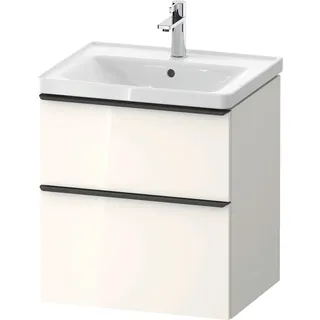 Duravit D-Neo Waschtischunterbau wandhängend, 584x625x452mm, 1 Auszug, 1 Schubkasten, mit Griff Diamantschwarz, DE43590BD220000, Farbe: Weiß Hochglanz Dekor
