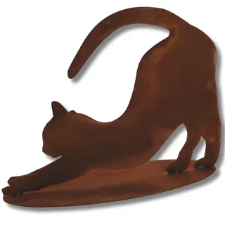 Rostikal Katzenfigur aus Edelrost, Rost Katze stehend 23 cm – wetterfeste Gartendeko für draußen, Deko für Garten & Terrasse – Metall Rostoptik mit Bodenplatte, 30 x 23 cm, Handarbeit Made in Germany