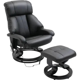 HOMCOM Massagesessel mit Fußhocker Elektrischer mit Liegefunktion Schwarz