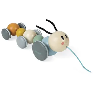 Janod - Nachzieh-Raupe aus Holz - Kollektion Sweet Cocoon - Baby- und Kleinkindspielzeug Farbe auf Wasserbasis - Spielzeug zum Ziehen - Laufen lernen - Ab 1 Jahr, J04420