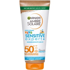 Bild Sonnenschutzmilch mit LSF 50+ für Kinder, Sonnencreme mit sehr hohem Sonnenschutz, Anti-Austrocknung der Haut, Ambre Solaire Kids Sensitive expert+, 1 x 175 ml