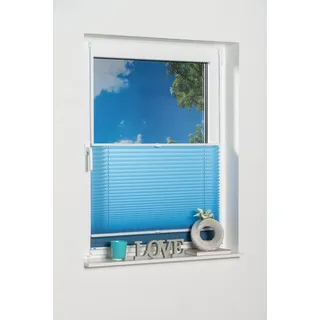 K-HOME Klemmfix-Doppelplissee 2-in-1 Lichtschutz mit Verdunklung 70 x 130 (B x L) hellblau / blau