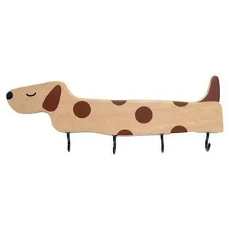 Colitchi Schlüsselbrett Hund Dackel aus Holz - Süßer Schlüsselhalter Wand mit 4 Haken, Modern Schlüsselboard Ohne Bohren & Kleben, Schlüsselaufbewahrung für Flur