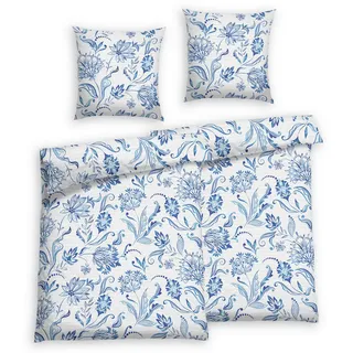 Florella Bettwäsche , Blau , Textil , Vintage , 135x200 cm , bügelfrei, pflegeleicht, atmungsaktiv, hautfreundlich, schadstoffgeprüft , Heimtextilien, Bettwäsche & Leintücher, Bettwäsche, Seersucker-Bettwäsche