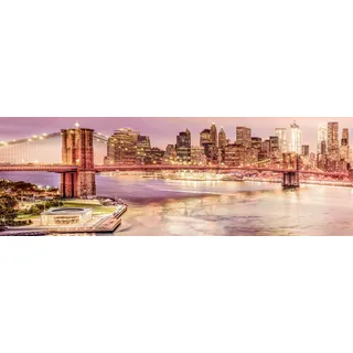 KOMAR "Vlies Fototapete - Brooklyn Nights - Größe 368 x 124 cm, Motiv bedruckt glatt, gelb,rot