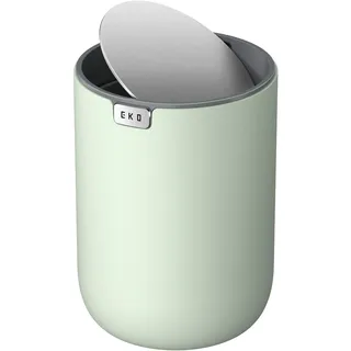 EKO Mini Tischmülleimer mit deckel, 1,5 L Kosmetikeimer, Kleiner Tischabfalleimer für Bad, Schreibtisch oder Schlafzimmer, Mülleimer mit Edelstahl-Sockel, Small Table Bin, Papierkorb, Salbeigrün