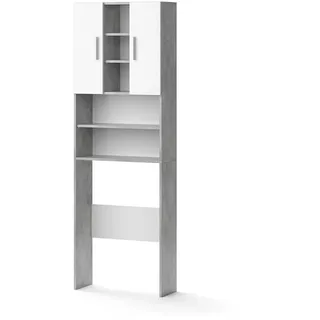 Vicco Luis Waschmaschinenschrank 64 x 190 cm Grau/Weiß Holz