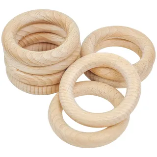 RUBY 8 Stück Holzringe zum Basteln Makramee Natürlich Holz Ringe Naturholzreifen für Anhänger DIY Kunst & Handwerk Heimwerken Wohnkultur Serviettenringe (Ø 70mm)