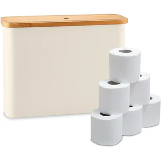 Relaxdays Toilettenpapier Aufbewahrung, 12 Rollen, HBT: 34,5 x 45 x 15 cm, Stoff, Bambus, Reserverollenhalter, Farbwahl