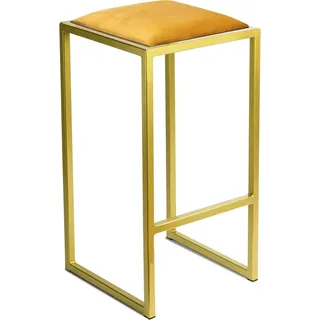 FERRO Barhocker 64 cm Gold - Gelb – Moderner Metall Barstuhl ohne Lehne im Loft-Stil mit Gepolstertem Sitz - Gold, Gelb