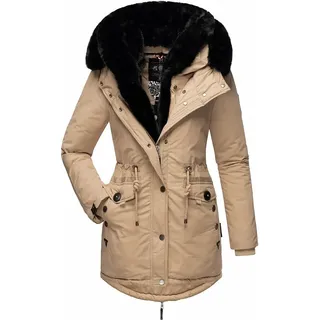 Navahoo Damen Jacke Parka Mantel Winterjacke Warm Gefüttert Kapuze Sweety Taupe Gr. 38 - M - Beige