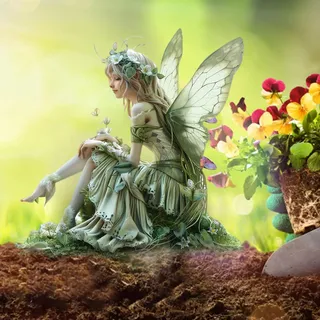Generisch Gartendeko Ornament,Gartendeko Figuren, Gartenfiguren für Außen,Sitzende Magische Fee,Garten Statues,Sitzende Elfen Gartenfiguren, Landschaftsbau Hof Dekoration Elf Statue Figur Fee Fairy