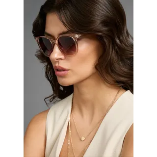 LAURA SCOTT Sonnenbrille mit transparentem Rahmen & goldfarbendem Detail - NEW, rosa
