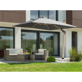 Schneider Schirme Ampelschirm »Rhodos Twist Woody« mit Schutzhülle und Schirmständer, ohne Wegeplatten, grau