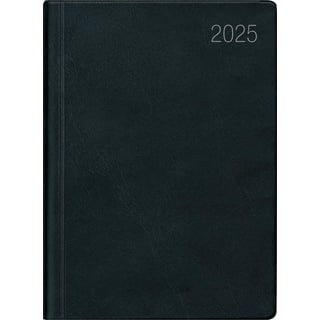 Zettler Taschenkalender schwarz 2025 - Bürokalender 10,2x14,2 - 1 Tag auf 1 Seite - flexibler Kunstoffeinband - Stundeneinteilung 7 - 19 Uhr - 610-1020