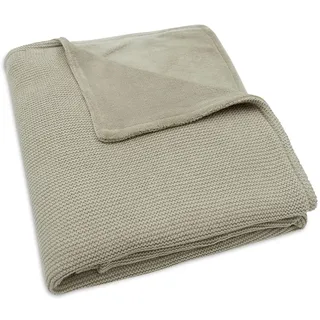 Jollein 517-522-67054 Kinderdecke Strickdecke mit Fleece Basic Knit Olive (100x150 cm)
