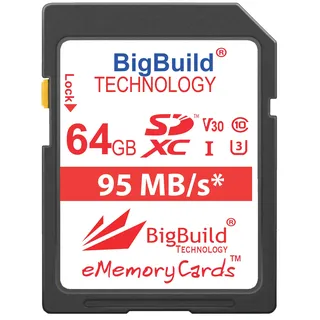 BigBuild Technology 64GB UHS-I U3 95MB/s Speicherkarte für Nikon D3400, D500, D5300, D5500, D5600, D610, D7200, D750, D7500, D850 Kamera