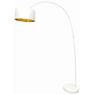 P & B Bogenleuchte , Weiß , Textil , rund , 135x201x38 cm , Lampen & Leuchten, Innenbeleuchtung, Stehlampen, Bogenlampen