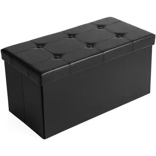 Songmics Sitzbank Polsterbank Schwarz 76 x 38 x 38 cm