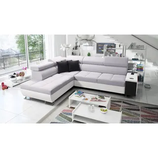 Kaiser Möbel Multifunktionaler Eckschrank MORENA VII, Kunstleder/Sawana Weiß/Lila Links