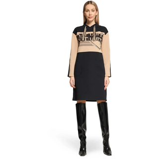 Jerseykleid BETTY BARCLAY "Jerseykleid langarm", Damen, Gr. 36, EURO, bunt (patch beige, schwarz), Obermaterial: 58% Baumwolle CO. 38% Polyester PES. 4% Elasthan EL., Kleider Jerseykleid